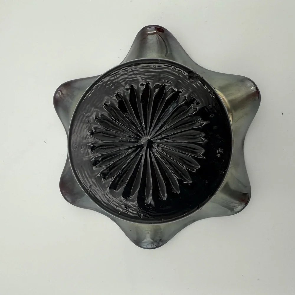Northwood Amethyst Carnival Glass‎ Hat Case Lustre Fluted Diamond Trim Ribbed